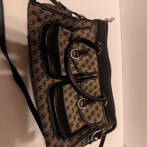 Dooney & Bourke Double Pocket Canvas Leather Black Tote Bag H300C B1